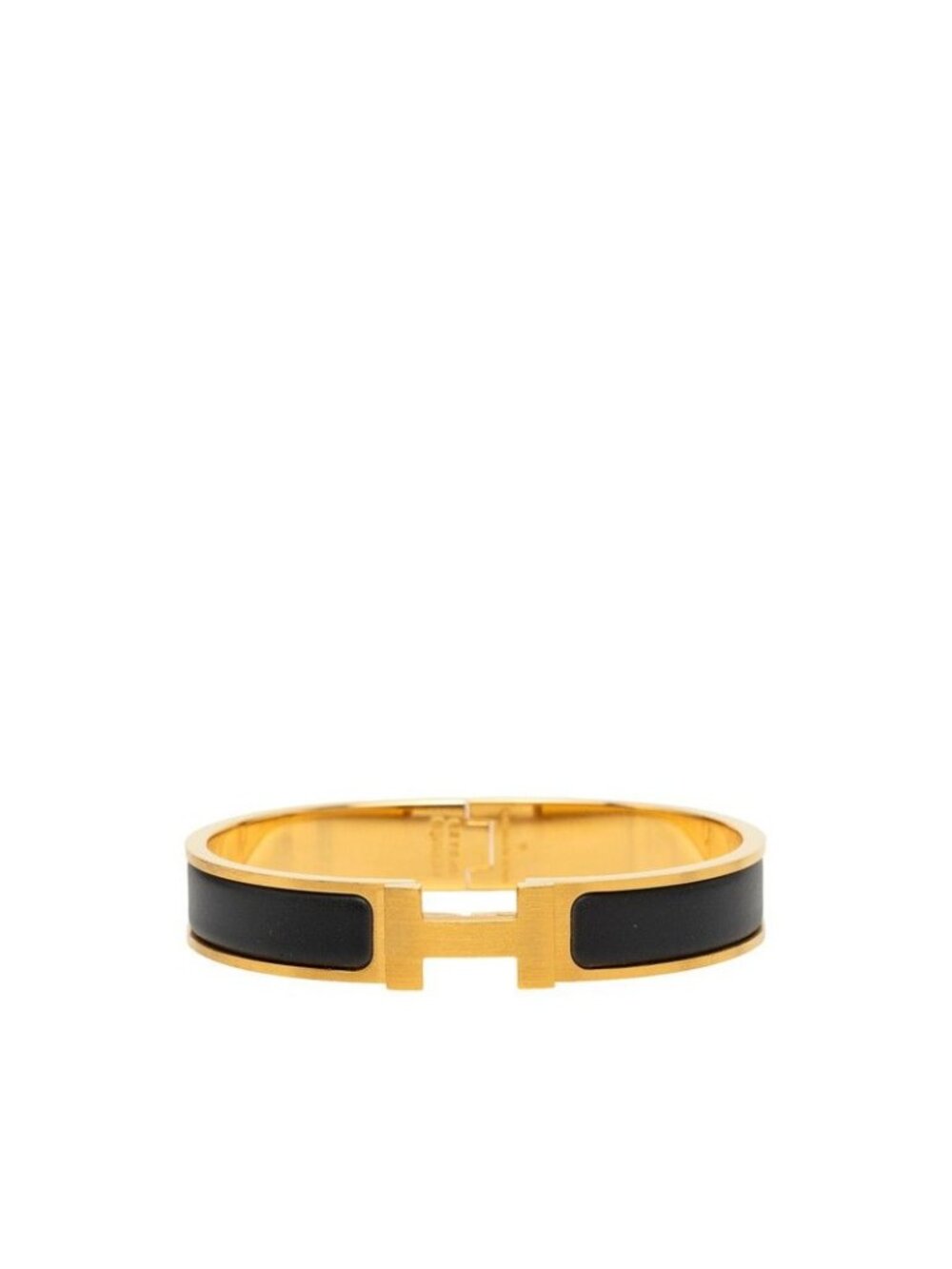 Hermes Clic HH Bangle Bracelet Gold Black Plated